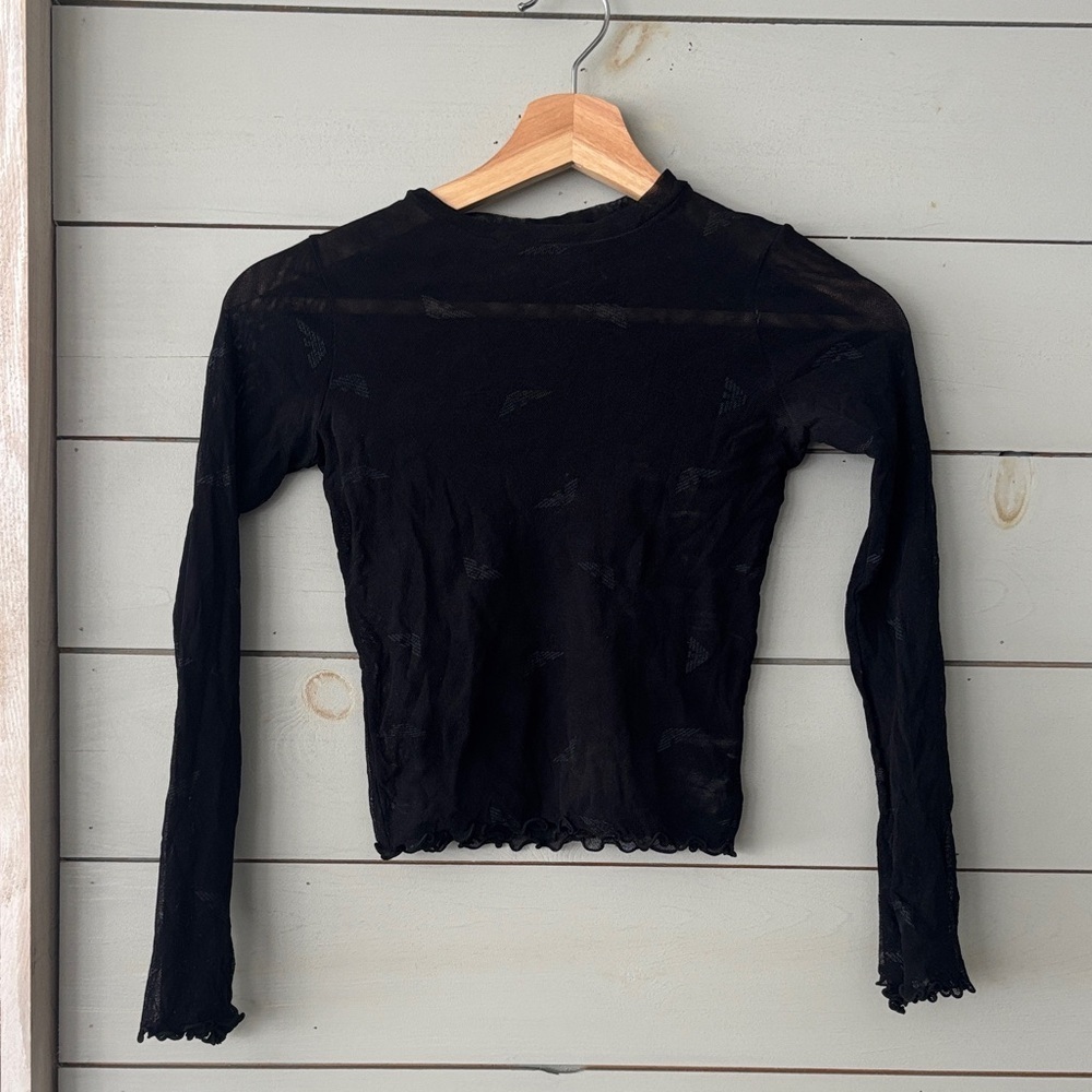 🖤 Emporio Armani Sheer Mesh Long Sleeve Top – Made in Italy